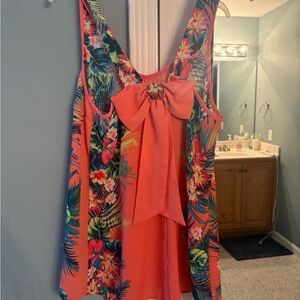 Candie's Vibrant Orange Floral Blouse